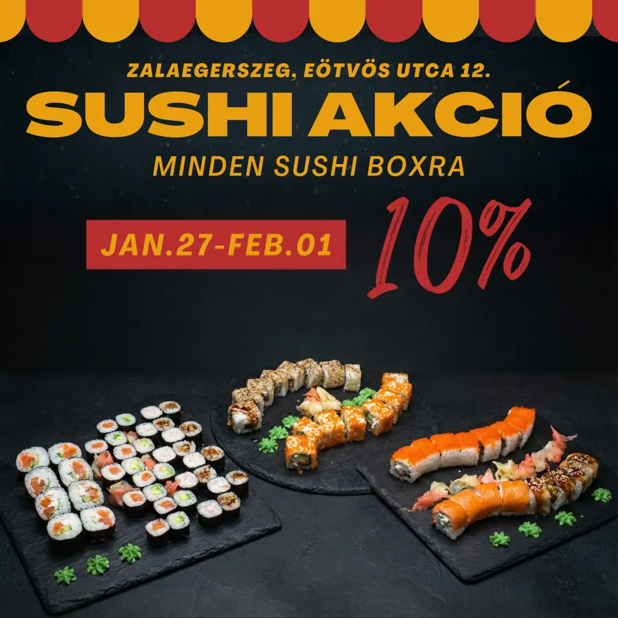 Facebook-poszt · Heti sushi akció, 10% kedvezmény