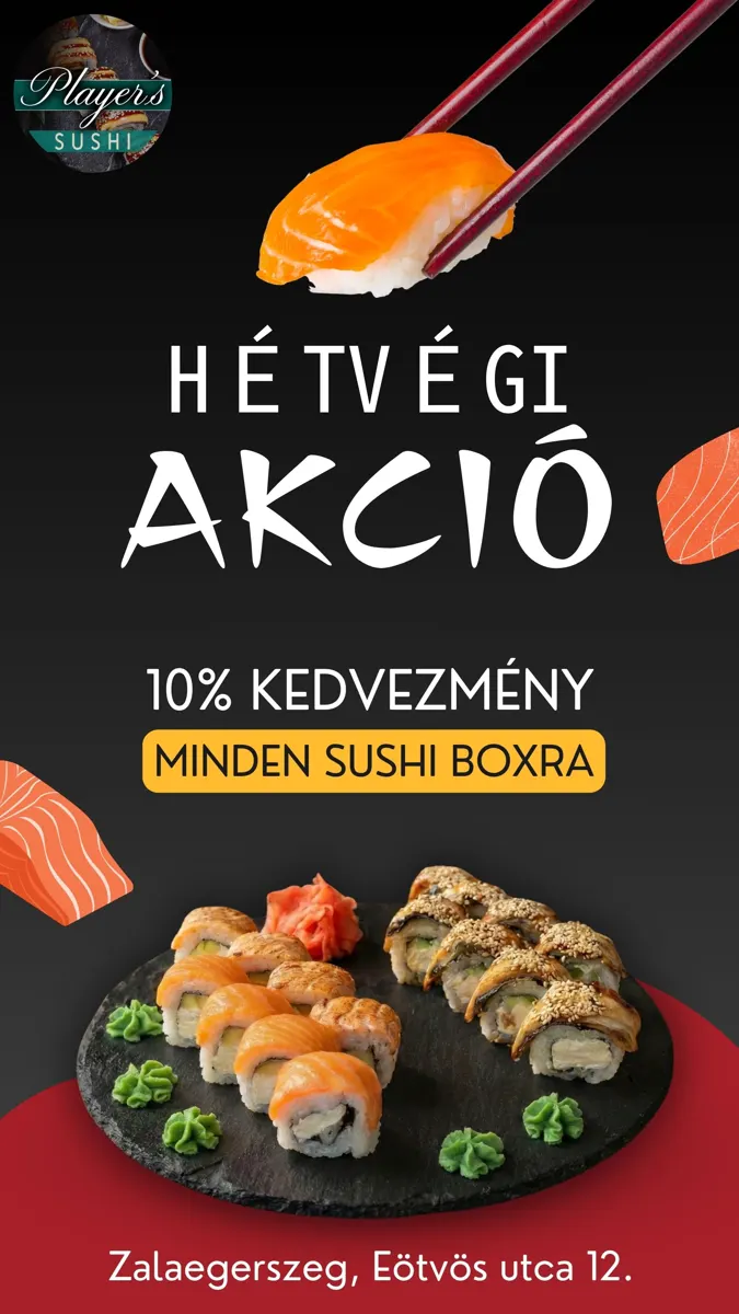 Facebook-poszt · Hétvégi akció, 10% minden sushi boxra