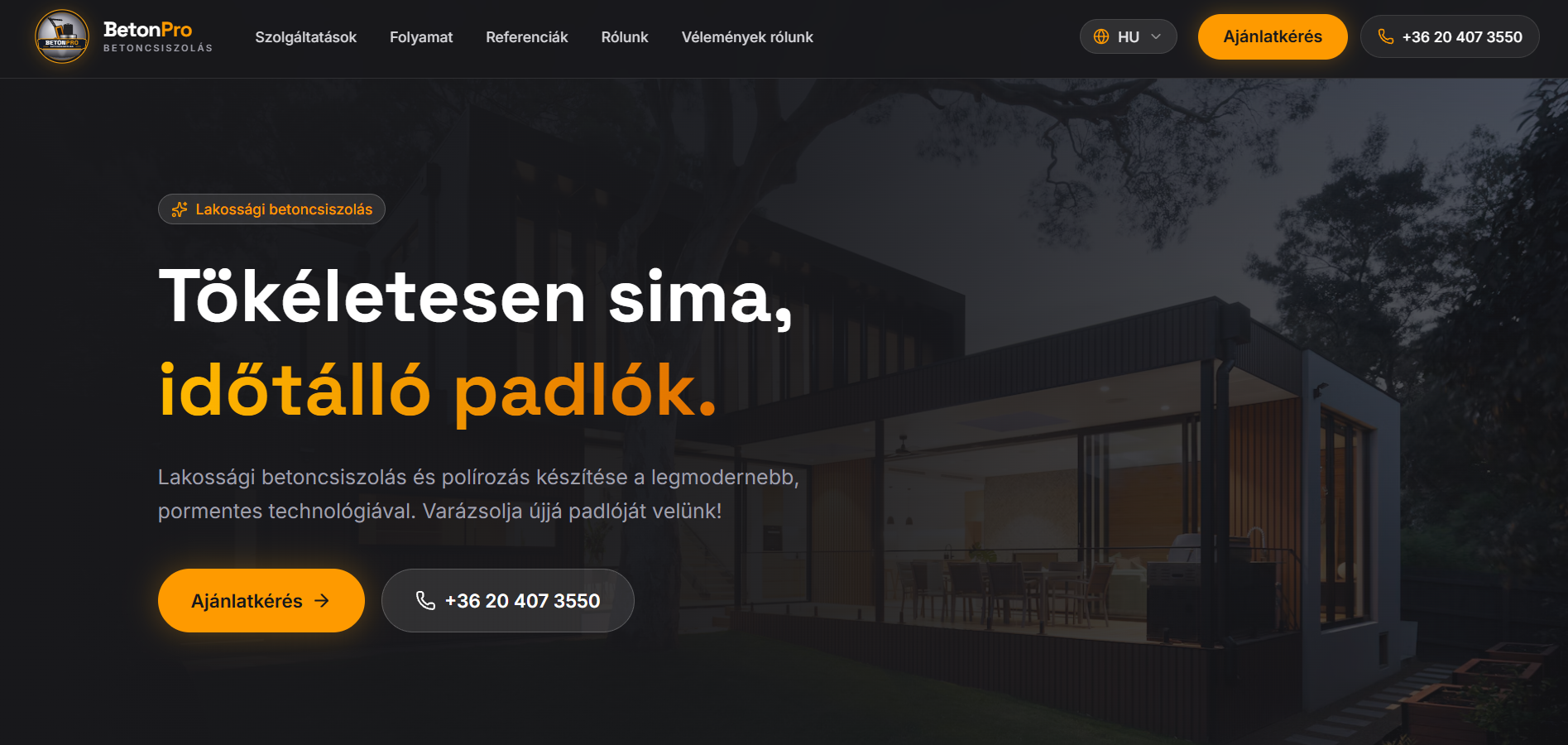 BetonPro weboldala számítógépen