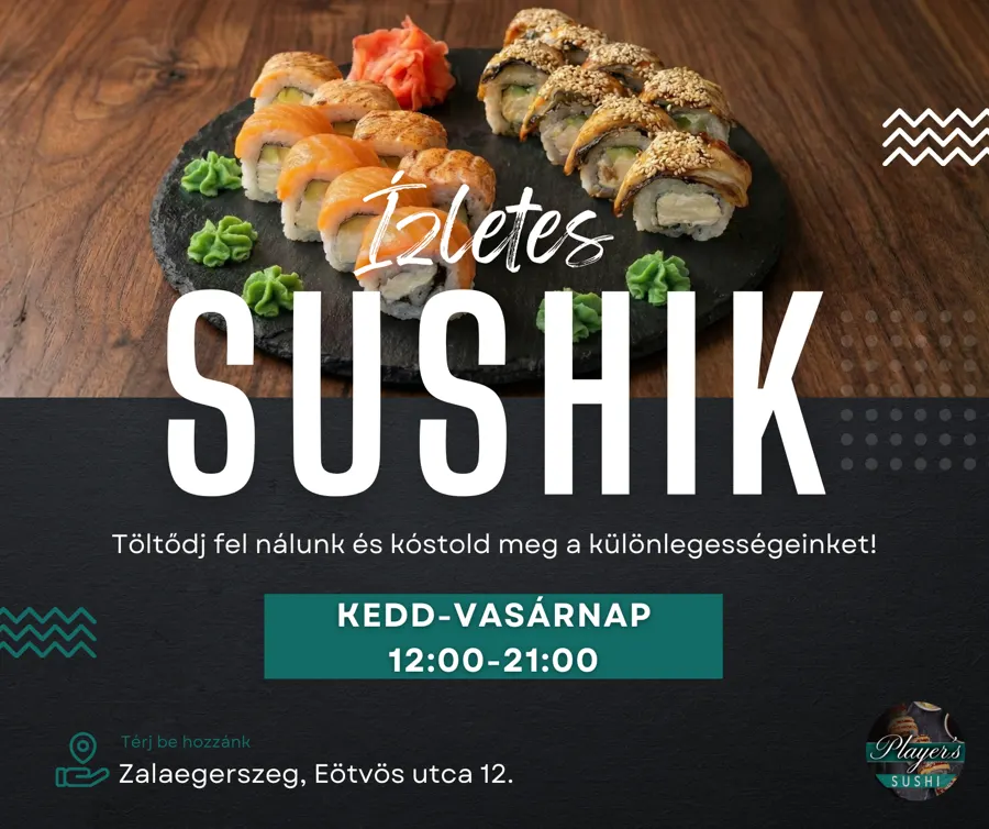 Facebook-poszt · Ízletes sushik nyitvatartással