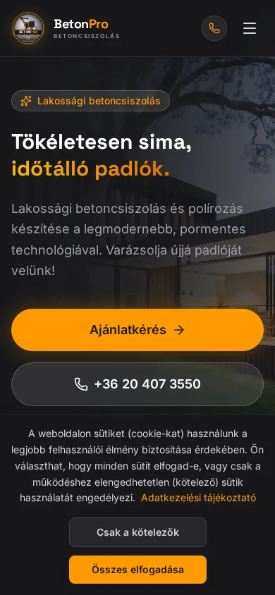 BetonPro weboldala telefonon