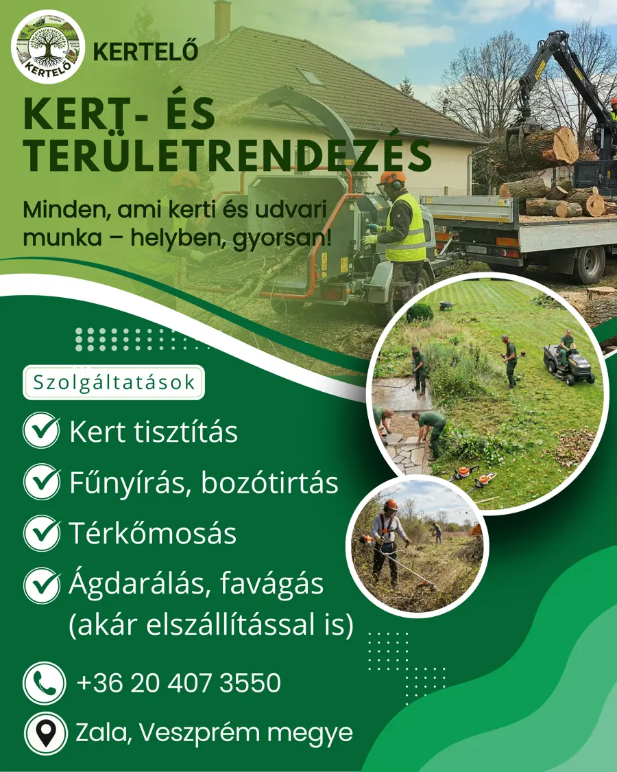 Plakát · Kert- és tereprendezés, szolgáltatáslistával